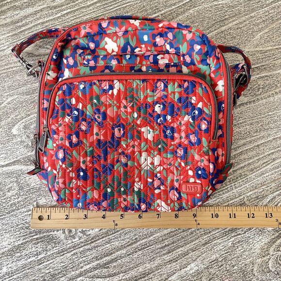 LUG $99 Ranger Quilted Embroidered Red Floral Crossbody Bag Purse READ! - Picture 15 of 16